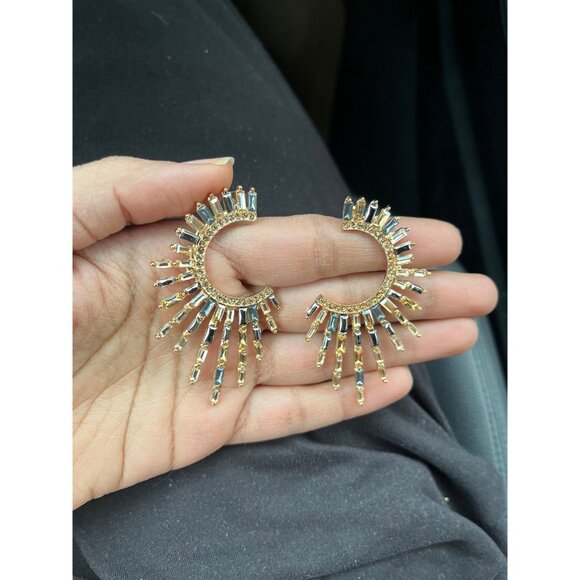 Big statement earrings gold gray studs big star champagne geometric earrings - Picture 8 of 8